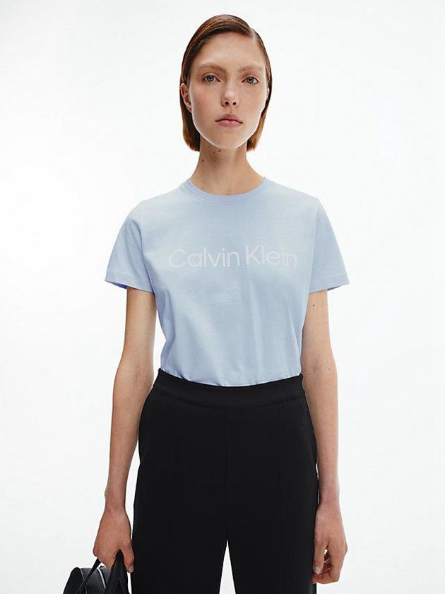 Calvin Klein USA Organic Cotton Logo Womens T-Shirt Blue 9726305-SU